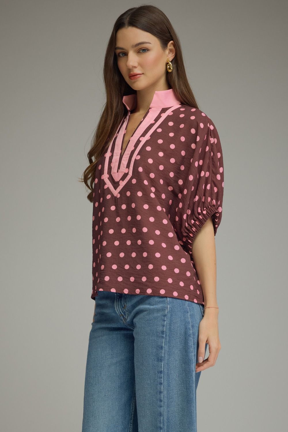 Entro Polka Dot Top-Wine