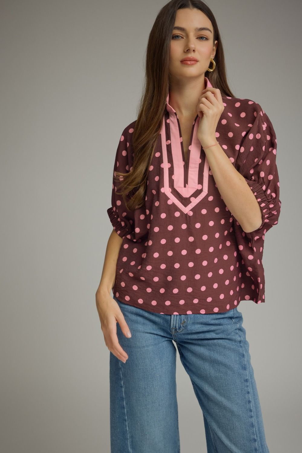 Entro Polka Dot Top-Wine