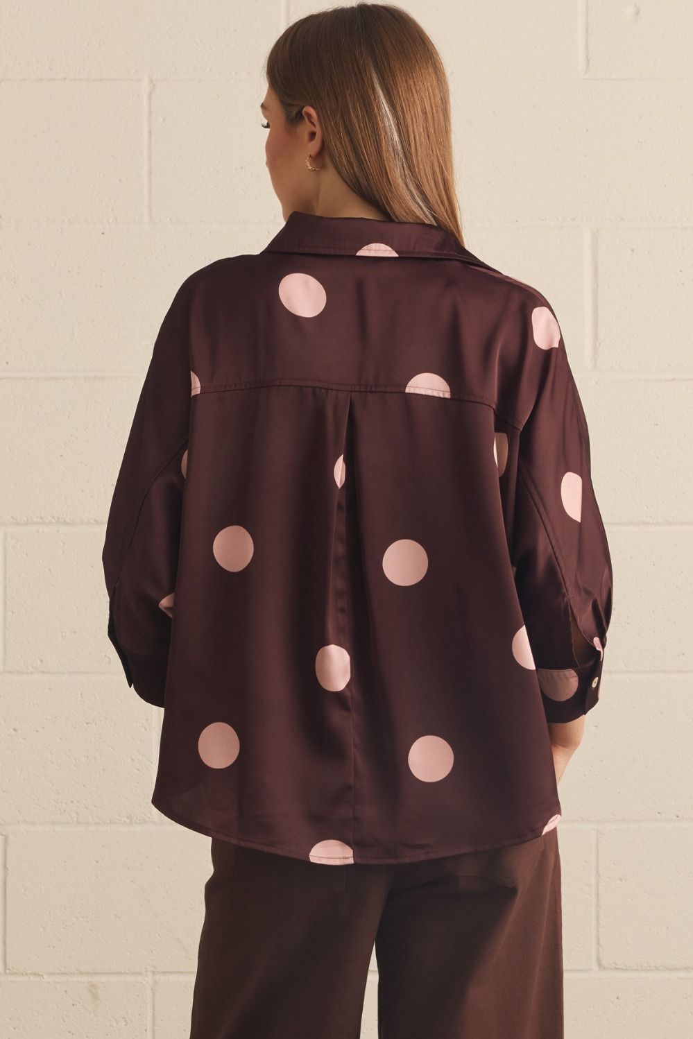 Entro Button Up Polka Dot Top