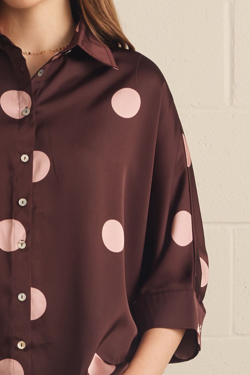 Entro Button Up Polka Dot Top